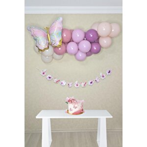 Kelebek Konsept Retro Renkler Kelebek Temalı Balon Zinciri Seti