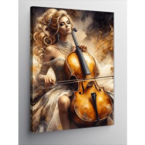 Kanvas Tablo Çello Çalan Kadın 50x70 cm