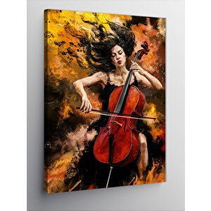 Kanvas Tablo Çello Kadın 100x140 cm