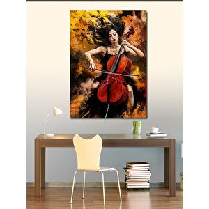 Kanvas Tablo Çello Kadın 100x140 cm