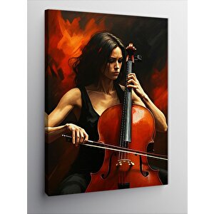 Kanvas Tablo Çello Çalan Kadın 100x140 cm