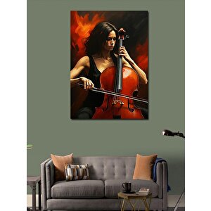 Kanvas Tablo Çello Çalan Kadın 100x140 cm