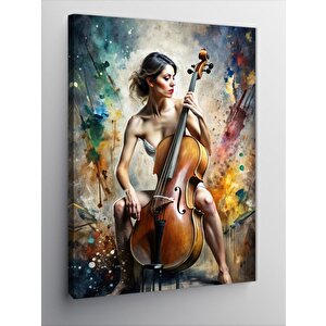 Kanvas Tablo Çello Çalan Kadın 100x140 cm