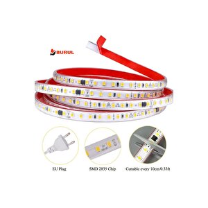 Sb-6508 20 Metre Beyaz Işık Yapışkanlı Yüksek Lümen Silikonlu Şerit Led Işık Fişli Aydınlatma 5 metre