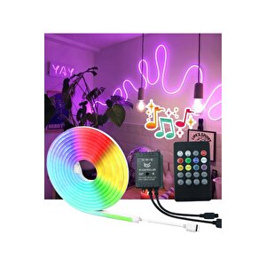 Sb-6505 5 Metre 8 Renk Sese Duyarlı Renk Değiştiren Rgb Neon Led Şerit Işık Seti 5 metre