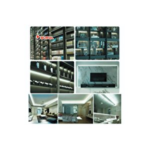 Sb-6508 5 Metre Beyaz Işık Yapışkanlı Yüksek Lümen Silikonlu Şerit Led Işık Fişli Aydınlatma