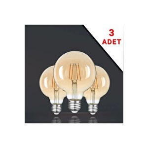Rustik Led Ampül E27 Duy G95 Glop Model 3 Adet 4 Watt Safsaf3adet, One Size