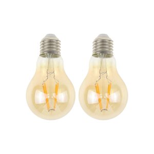 2 Adet Rustik 4w A60 Led Filament Ampul Bal Cam E27 Sarı Işık Dekoratif Vintage Aydınlatma