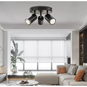 Simaavize Üçlü Metal Led Avize Plofonyer Led Spot Beyaz Led Ampullü