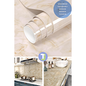 Kendinden Yapışkanlı Mermer Desen Folyo Mutfak Banyo Tezgah Duvar Masa Kaplama 60cmx500cm Sarı