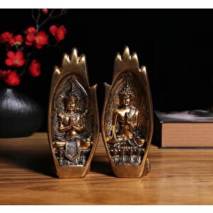 Dekoratif İkili El Buda Heykeli Tathagata Yoga Ve Meditasyon İçin Mandala El Heykelleri Feng Shui Ev Dekorasyonu Aksesuarları Altın