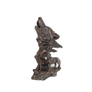 Dekoratif Uluyan Kurt Heykel Biblo Bronz