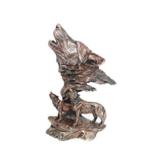Dekoratif Uluyan Kurt Heykel Biblo Bronz