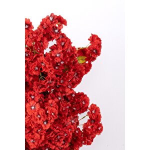 Çim Detaylı Beyaz Saksıda Kırmızı Renkli 100 Cm Yapay Salon Bitkisi Kırmızı