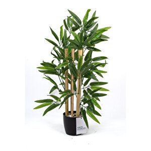 Taş Detaylı Saksıda 60 Cm Yapay Bambu Ağacı Siyah