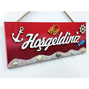Hoşgeldiniz Kapı Ve Duvar Dekoru Süsü 30x11 Cm Kırmızı