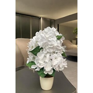 Beyaz Saksida Yapay Ortanca Ağaci 40 Cm