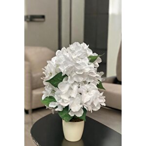 Beyaz Saksida Yapay Ortanca Ağaci 40 Cm