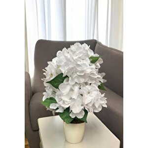 Beyaz Saksida Yapay Ortanca Ağaci 40 Cm
