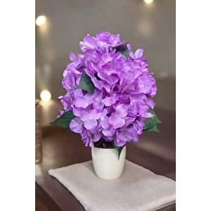 Beyaz Saksida Yapay Ortanca Ağaci 40 Cm