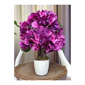 Beyaz Saksida Yapay Ortanca Ağaci 40 Cm