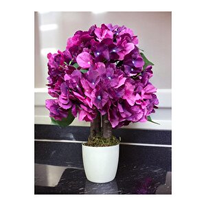Beyaz Saksida Yapay Ortanca Ağaci 40 Cm