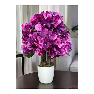 Beyaz Saksida Yapay Ortanca Ağaci 40 Cm
