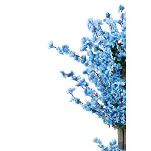 Siyah Saksıda Turuncu Sarı Renkli 120 Cm Japon Bahardalı Ağacı Mavi