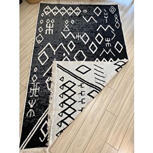 Siyah-beyaz Kilim İskandinav Seri Çift Taraflı Pamuklu Dokuma Kilim