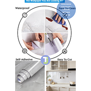 Technojet Kendinden Yapışkanlı Mermer Desen Folyo Mutfak Banyo Tezgah Duvar Masa Kaplama 60cmx100cm