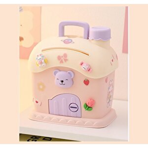 Li̇vava Ayicikli Ev Işıklı ve Ki̇li̇tli̇ Kumbara, Pembe, 15x10 Pembe