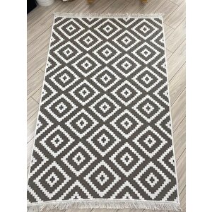 Bej-krem Kilim Modern Seri Çift Taraflı Dokuma Pamuk Kilim