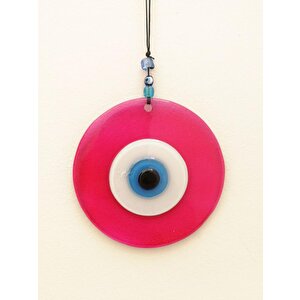Renkli Cam Hediyelik Nazarlık Duvar Süsü Nazar Boncuğu Pembe