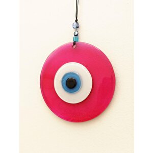 Renkli Cam Hediyelik Nazarlık Duvar Süsü Nazar Boncuğu Pembe