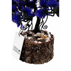 Taş Detaylı Odun Saksıda Yapay Bonsai Ağacı