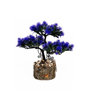 Taş Detaylı Odun Saksıda Yapay Bonsai Ağacı