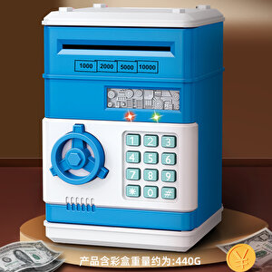 Li̇vava Atm Şi̇freli̇ Ve Ki̇li̇tli̇ Kumbara, Mavi̇, 20x15 Mavi