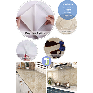 Technojet Kendinden Yapışkanlı Mermer Desen Folyo Mutfak Banyo Tezgah Duvar Masa Kaplama 60cmx300cm