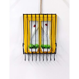 Pencere Tasarımlı Renkli Anahtarlık 16x25 Sarı