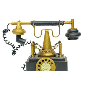 Dekoratif Metal Telefon Kumbaralı Biblo Hediyelik