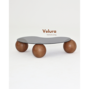 Küre Sehpa & Top Orta Cam Sehpa Ceviz