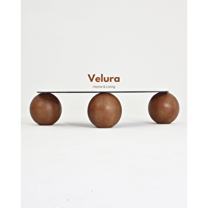 Küre Sehpa & Top Orta Cam Sehpa Ceviz