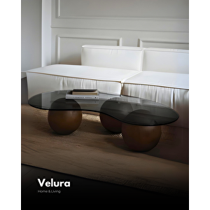 Küre Sehpa & Top Orta Cam Sehpa Ceviz