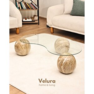 Küre Sehpa & Top Orta Cam Sehpa Traverten Mermer Mermer