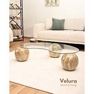 Küre Sehpa & Top Orta Cam Sehpa Traverten Mermer