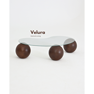 Küre Sehpa & Top Orta Cam Sehpa Koyu Ceviz Koyu Ceviz