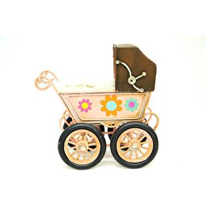 Dekoratif Metal Bebek Arabası Biblo Vintage Hediyelik