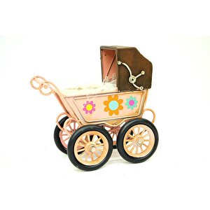 Dekoratif Metal Bebek Arabası Biblo Vintage Hediyelik
