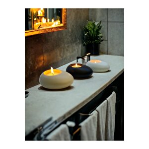 Minimal Dekoratif Beton Tealight Mumluk 3'lü Set | Alaçatı-siyah-beyaz |