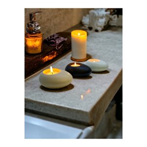 Minimal Dekoratif Beton Tealight Mumluk 3'lü Set | Alaçatı-siyah-beyaz |